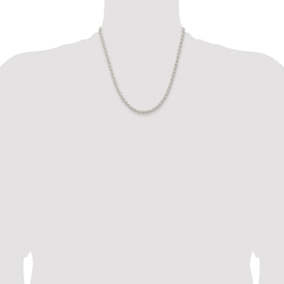 Sterling Silver Rhodium-plated 4.5mm Solid Rope Chain