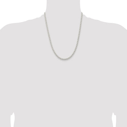 Sterling Silver Rhodium-plated 4.5mm Solid Rope Chain