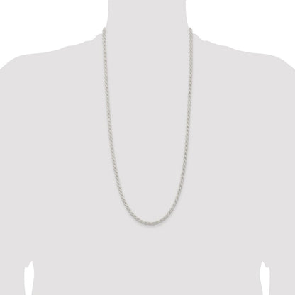 Sterling Silver Rhodium-plated 4.5mm Solid Rope Chain