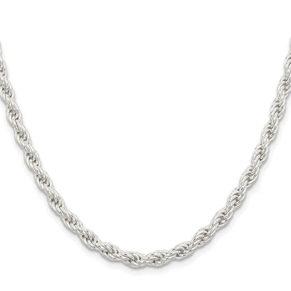 Sterling Silver Rhodium-plated 5mm Solid Rope Chain