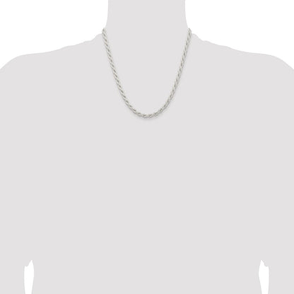 Sterling Silver Rhodium-plated 5mm Solid Rope Chain