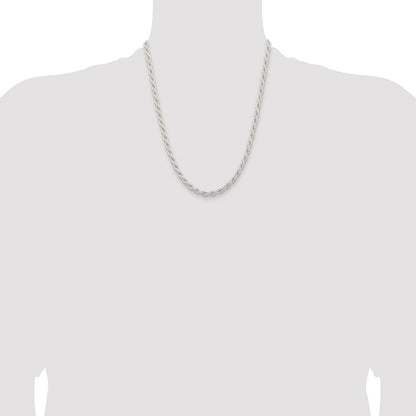 Sterling Silver Rhodium-plated 5mm Solid Rope Chain