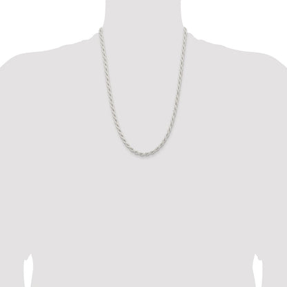 Sterling Silver Rhodium-plated 5mm Solid Rope Chain
