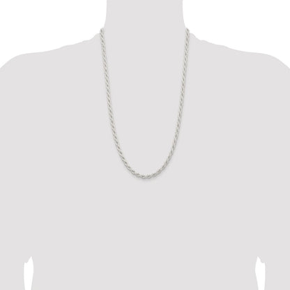 Sterling Silver Rhodium-plated 5mm Solid Rope Chain
