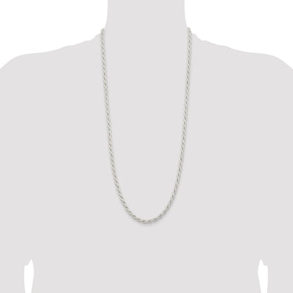 Sterling Silver Rhodium-plated 5mm Solid Rope Chain