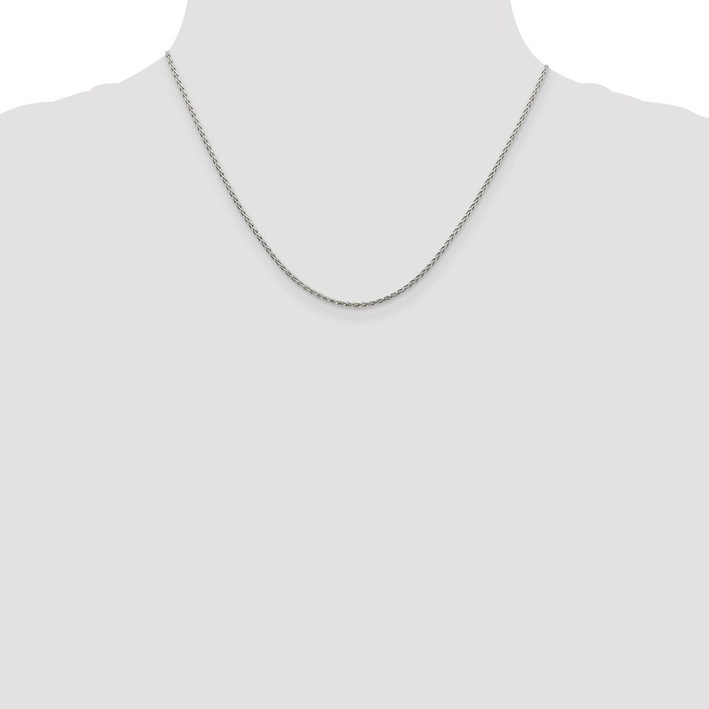 Sterling Silver Rhodium-plated 1.5mm Diamond-Cut Spiga Chain w/2in ext.