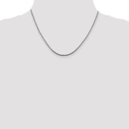Sterling Silver 2mm Diamond-cut Spiga Chain w/2in ext.