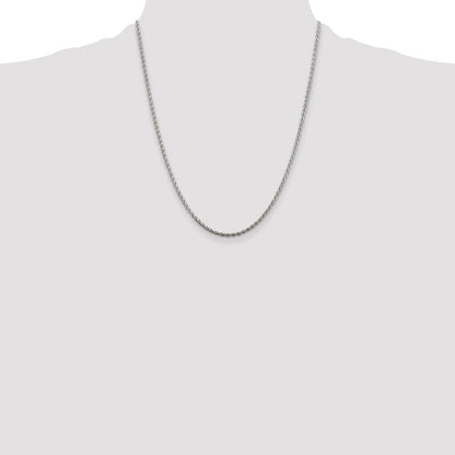 Sterling Silver 2mm Diamond-cut Spiga Chain w/4in ext.