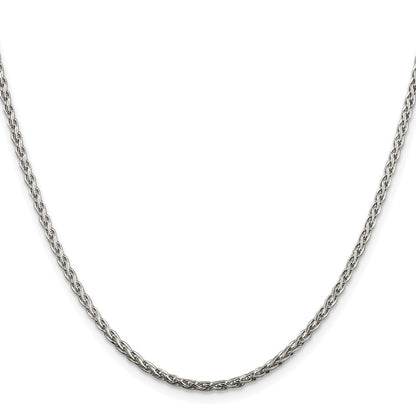 Sterling Silver Rhodium-plated 2mm Diamond-cut Spiga Chain