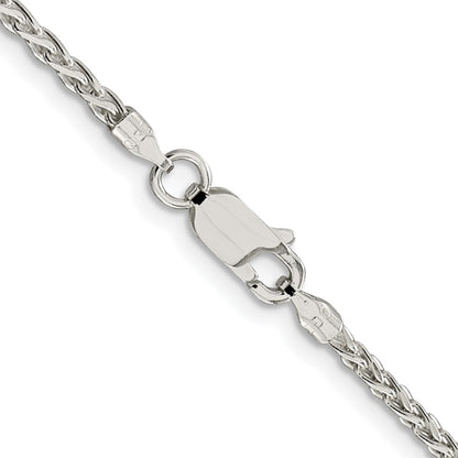 Sterling Silver Rhodium-plated 2mm Diamond-cut Spiga Chain w/2in ext.