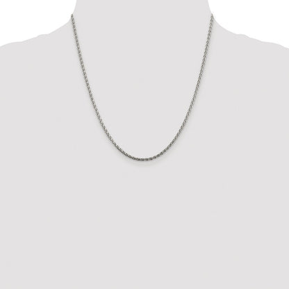 Sterling Silver Rhodium-plated 2mm Diamond-cut Spiga Chain