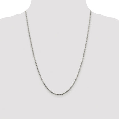 Sterling Silver Rhodium-plated 2mm Diamond-cut Spiga Chain
