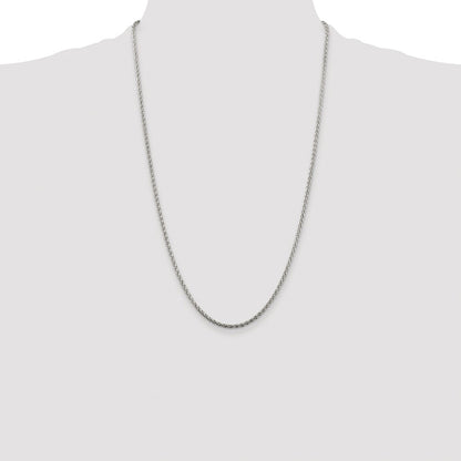 Sterling Silver Rhodium-plated 2mm Diamond-cut Spiga Chain