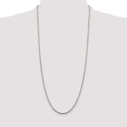 Sterling Silver Rhodium-plated 2mm Diamond-cut Spiga Chain