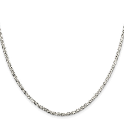 Sterling Silver Rhodium-plated 2.75mm Diamond-cut Spiga Chain