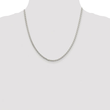 Sterling Silver Rhodium-plated 2.75mm Diamond-cut Spiga Chain