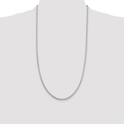 Sterling Silver Rhodium-plated 2.75mm Diamond-cut Spiga Chain