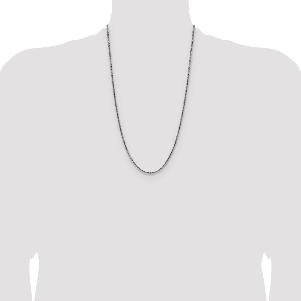 Sterling Silver Rhodium-plated 2.5mm Diamond-cut Square Spiga Chain