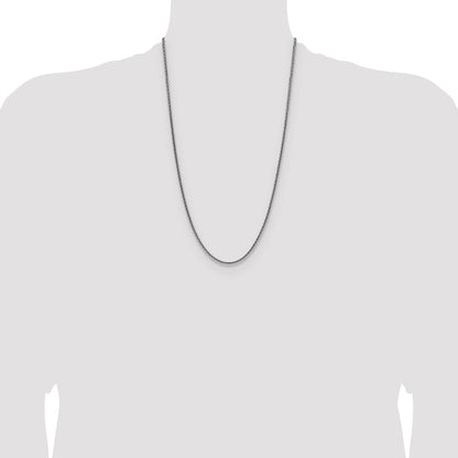 Sterling Silver Rhodium-plated 2.5mm Diamond-cut Square Spiga Chain