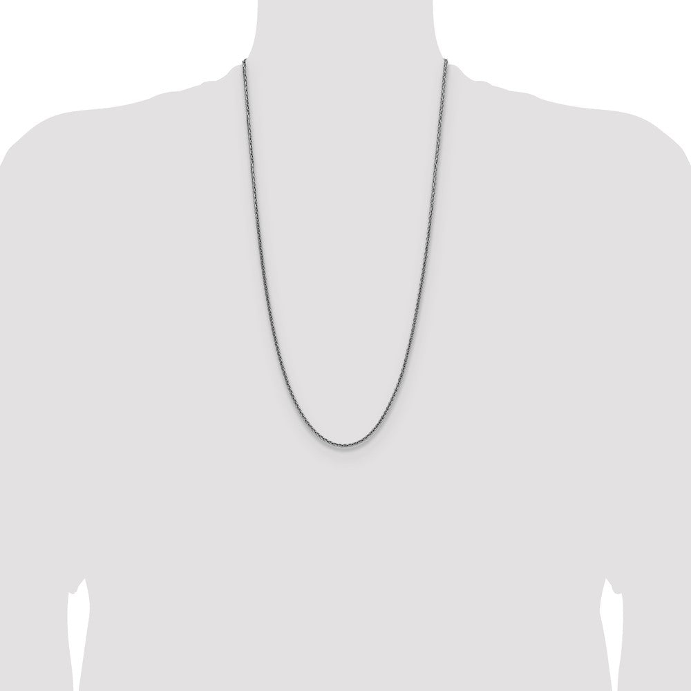 Sterling Silver Rhodium-plated 2.5mm Diamond-cut Square Spiga Chain