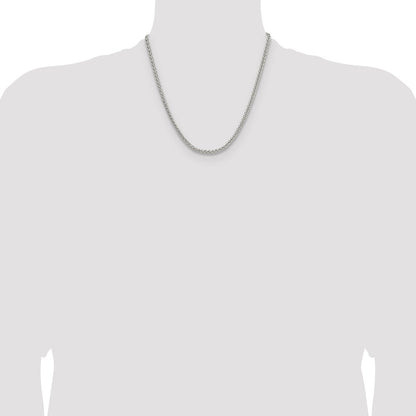 Sterling Silver 3.5mm Diamond-cut Square Spiga Chain