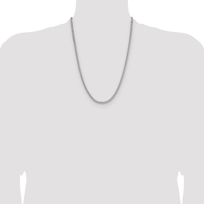 Sterling Silver 3.5mm Diamond-cut Square Spiga Chain