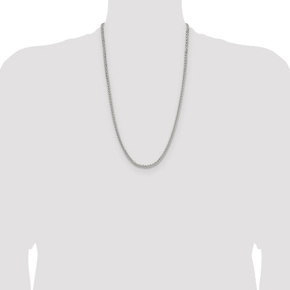 Sterling Silver 3.5mm Diamond-cut Square Spiga Chain