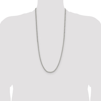 Sterling Silver 3.5mm Diamond-cut Square Spiga Chain
