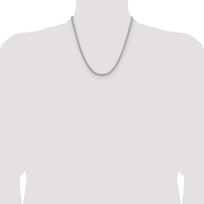 Sterling Silver Rhodium-plated 3.5mm Diamond-cut Square Spiga Chain