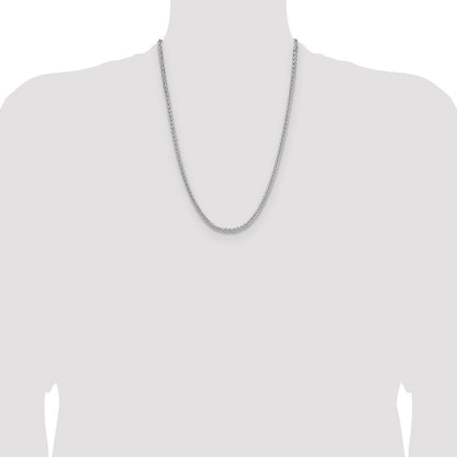 Sterling Silver Rhodium-plated 3.5mm Diamond-cut Square Spiga Chain