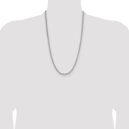 Sterling Silver Rhodium-plated 3.5mm Diamond-cut Square Spiga Chain
