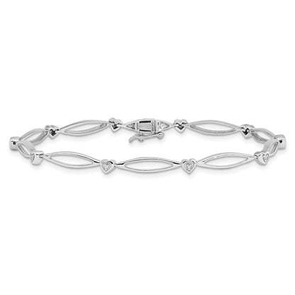 Sterling Silver Rhodium-plated Diam. Bracelet
