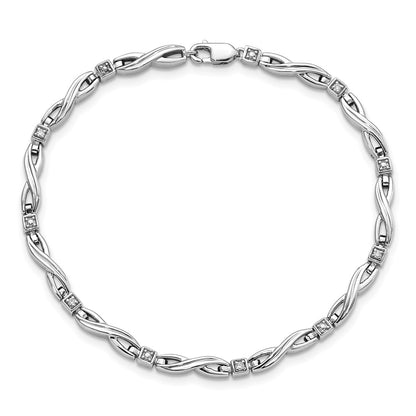 Sterling Silver Rhodium-plated Diam. Bracelet