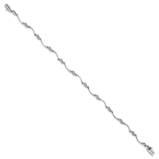 Sterling Silver Rhodium-plated Diam. Bracelet