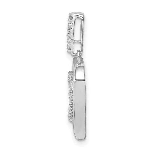 Sterling Silver Rhodium Diam. Heart Pendant