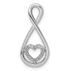 Sterling Silver Rhodium-Plated Diamond Heart in Teardrop Slide Pendant