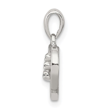 Sterling Silver Diamond Rhodium Heart Pendant