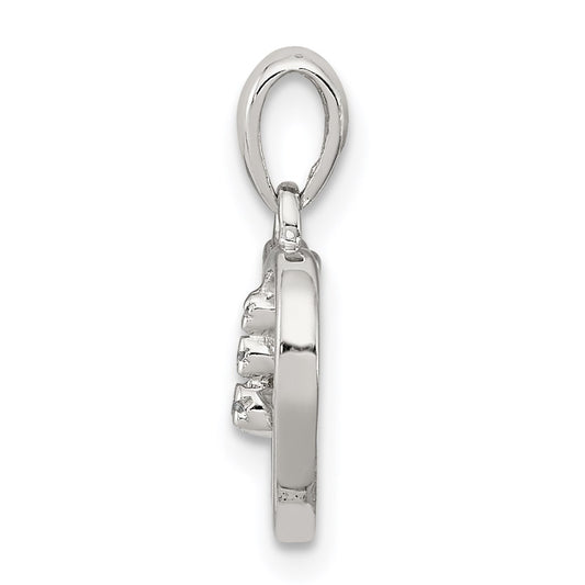 Sterling Silver Diamond Rhodium Heart Pendant