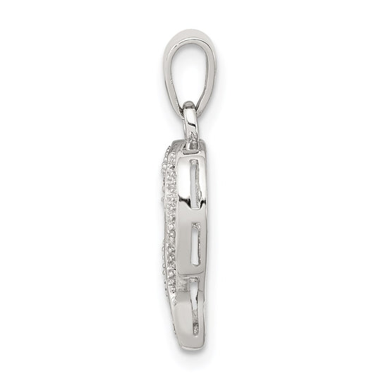Sterling Silver Rhodium Diamond Heart Pendant