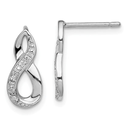 Sterling Silver Rhodium Diamond Post Earrings