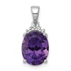 Sterling Silver Rhodium Plated Amethyst and Diamond Pendant