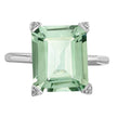 Sterling Silver Rhodium Green Quartz Diamond Ring