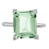 Sterling Silver Rhodium Green Quartz Diamond Ring