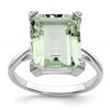 Sterling Silver Rhodium Green Quartz Diamond Ring