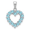 Sterling Silver Rhodium Light Swiss Blue Topaz Heart Pendant