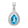 Sterling Silver Rhodium-plated Light Swiss Blue Topaz & Diamond Pendant