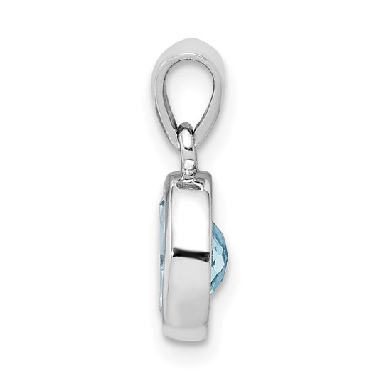 Sterling Silver Rhodium Light Swiss Blue Topaz Pendant