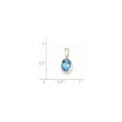 Sterling Silver Rhodium Light Swiss Blue Topaz Pendant