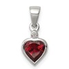 Sterling Silver Rhodium Garnet Diamond Pendant