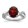 Sterling Silver Rhodium-plated Garnet & Diamond Ring